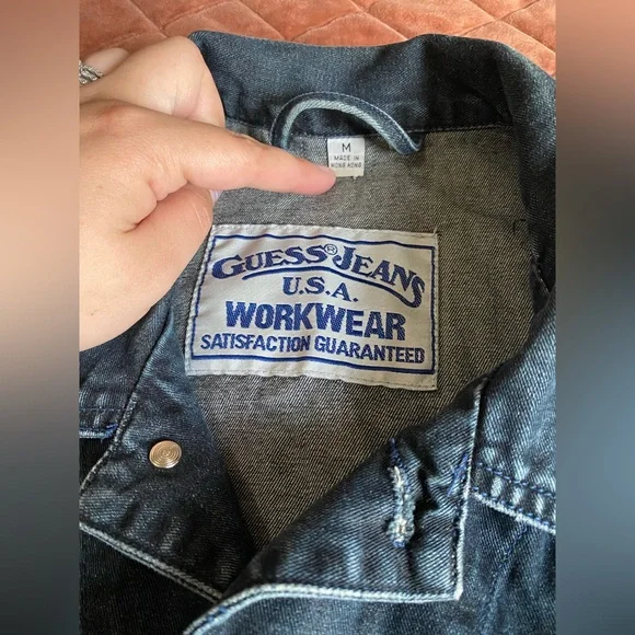 Vintage GUESS USA workwear black wash chore yard jacket 90’s mens - Picture 2 of 5